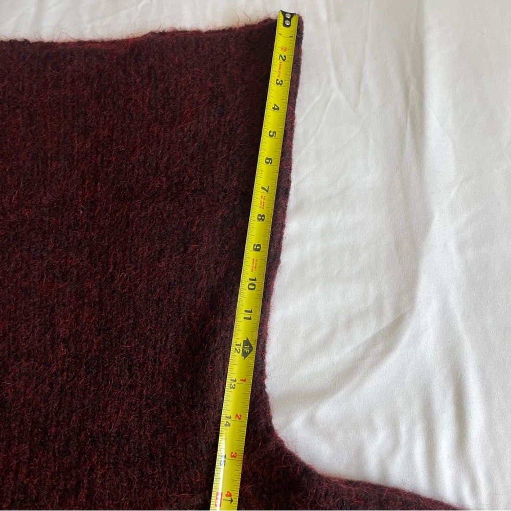 Alice + Olivia Gavin Cowl-Neck Pullover Fuzzy Wool Sweater – Maroon Red Small - Picture 14 of 14
